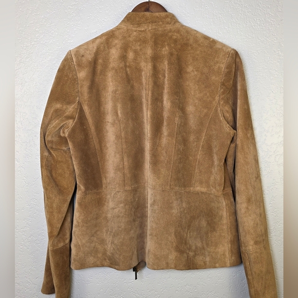 Alfani Women's Brown Suede Leather Zip-Up Jacket – Boho Classic Chic - Size M - Picture 10 of 15